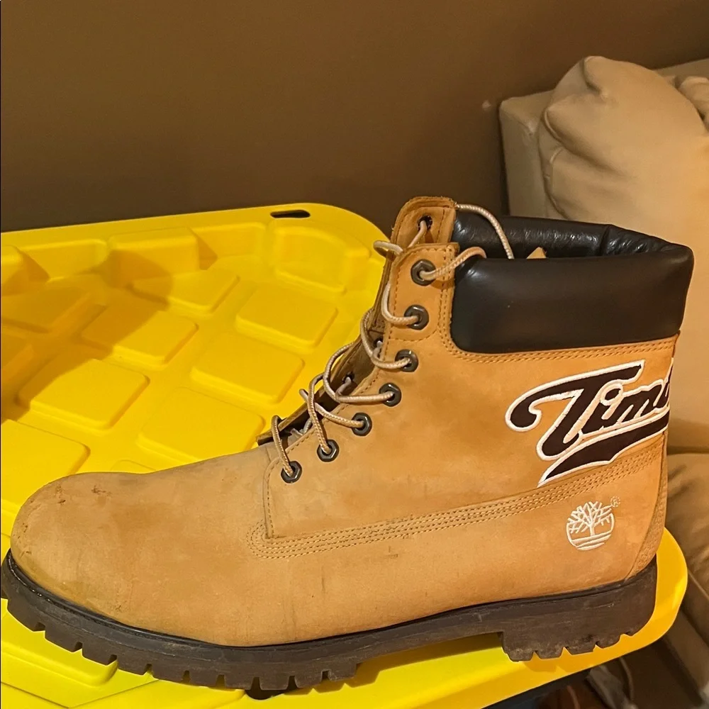Timberland Men’s Tan Nubuck Padded Collar Lace-Up Boots Sz 15 - Picture 11 of 16